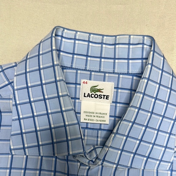 Lacoste Blue Checkered Men's Button Shirt - Picture 7 of 10